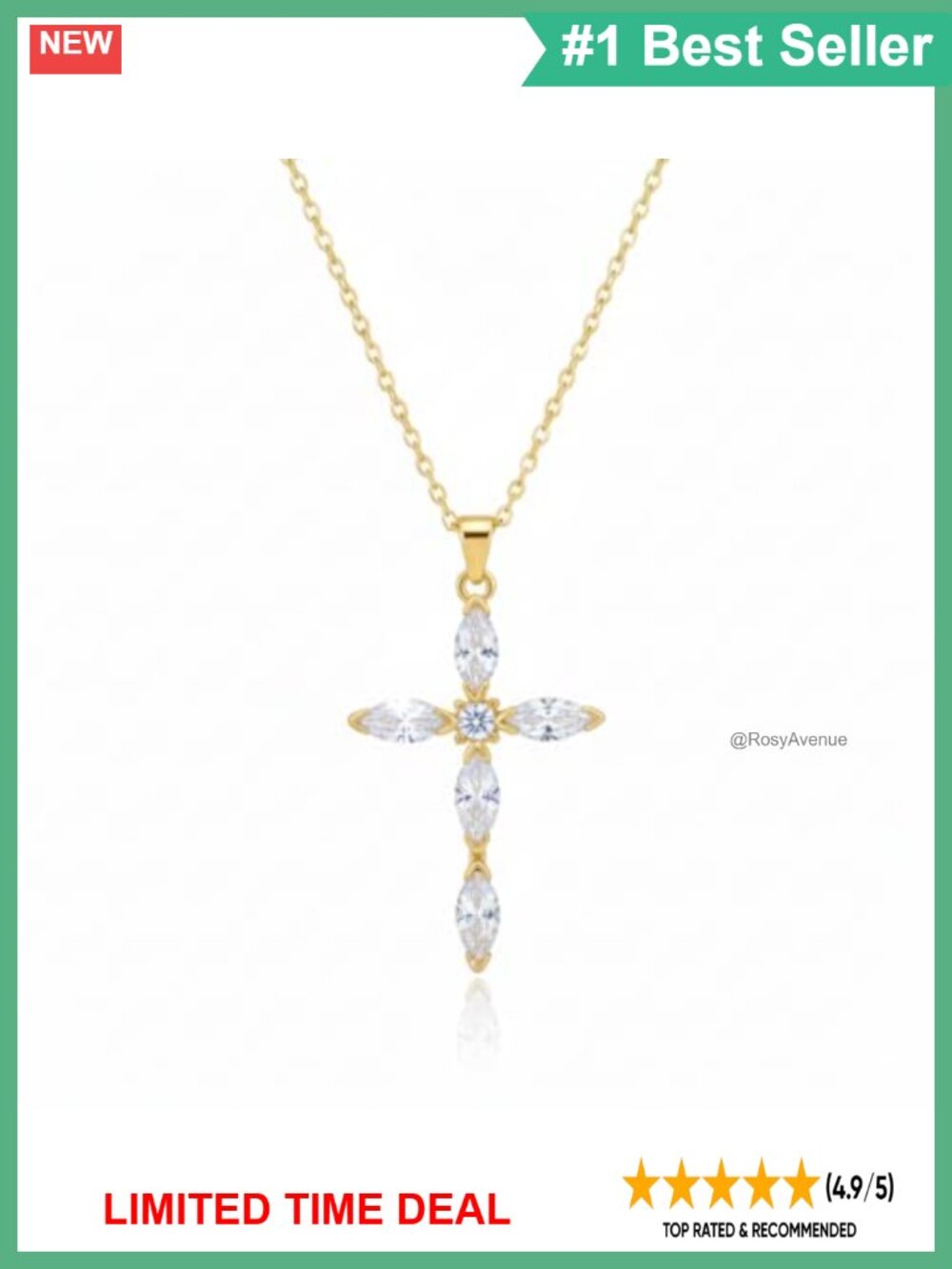 14K Gold Plated Moissanite Cross Necklace 2.5CT Pendant D Color VVS1 Christian